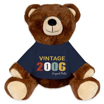 Original parts 2006 - Cadeau d Anniversaire 18 ans - Nounours RecycelBär® marron - bleu marine - Devant