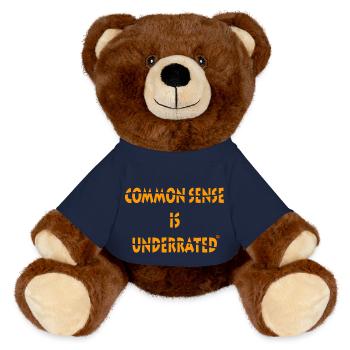 Common sense is underrated - MiniFeet® RecycelBär® Teddy Bear Brown - french navy - Front