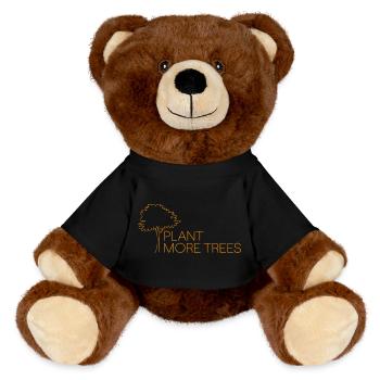 Pflanzt mehr Bäume - Naturschutz Spruch - MiniFeet® RecycelBär® Braun - Schwarz - Vorne