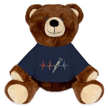 I love clarinets - MiniFeet® RecycelBär® Teddy Bear Brown - french navy - Front