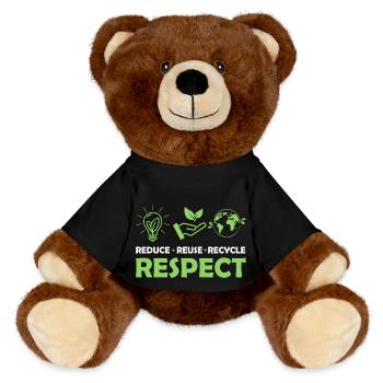 Reduce Reuse Recycle Respect Planet Environmental - MiniFeet® RecycelBär® Teddy Bear Brown - black - Front