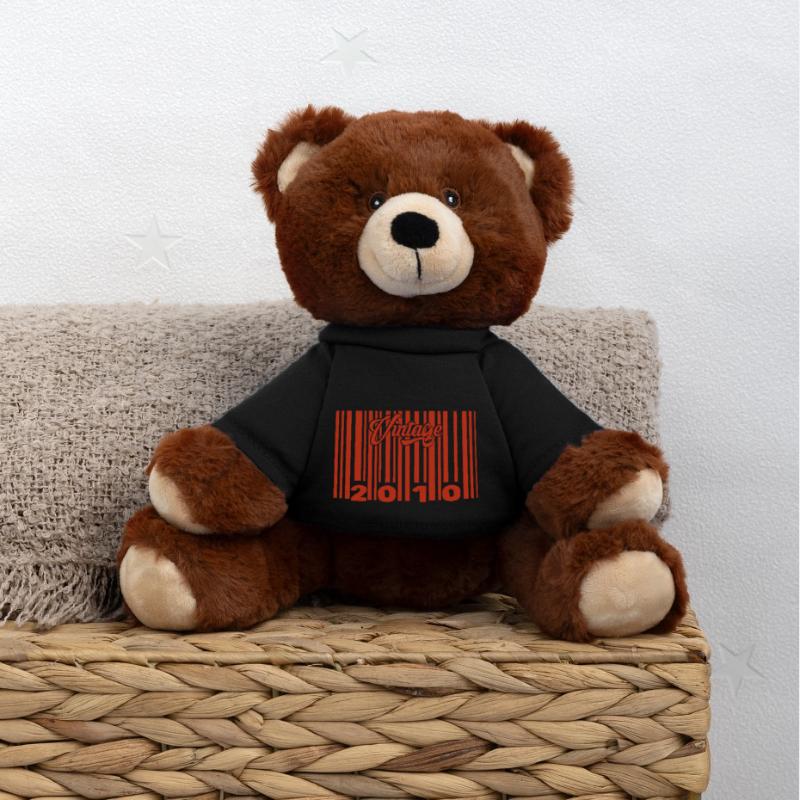 Vintage 2010 Born In 2010 15 Year Old Bar Code Anniversai MiniFeet® RecycelBär® Teddy Bear Brown