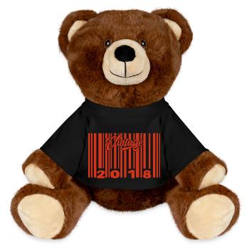 Vintage 2018 born in 2018 7 years bar code anniversair - MiniFeet® RecycelBär® Teddy Bear Brown - black - Front