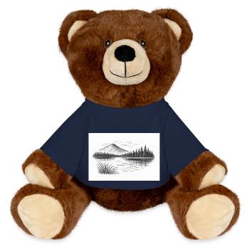 Bergpanorama hinter See - MiniFeet® RecycelBär® Braun - French Navy - Vorne
