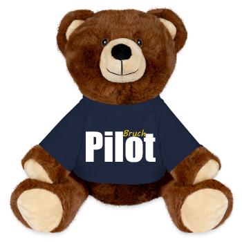 Pilot Bruchpilot Ironie Draufgänger Segelfliegen  - MiniFeet® RecycelBär® Braun - French Navy - Vorne