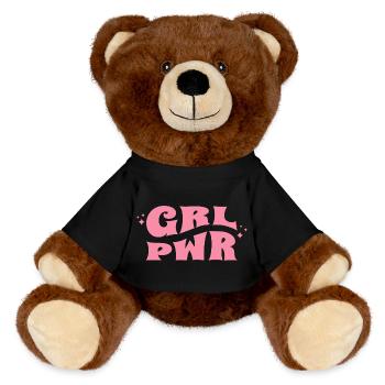 GRL PWR Feminine Style - MiniFeet® RecycelBär® Teddy Bear Brown - black - Front