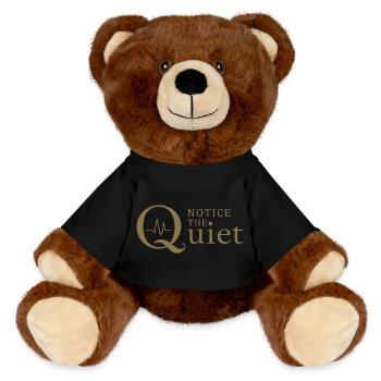 Remarquez la pleine conscience et le silence silencieux - Nounours RecycelBär® marron - noir - Devant