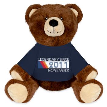 Retro SiFi Legendary since November 2011 - Birth - MiniFeet® RecycelBär® Teddy Bear Brown - french navy - Front