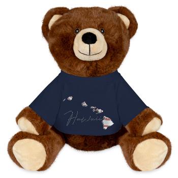 Real Baseball in Hawaii State Map HI - MiniFeet® RecycelBär® Teddy Bear Brown - french navy - Front