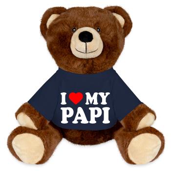 I love my papi - Nounours RecycelBär® marron - bleu marine - Devant