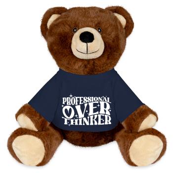 Professional Overthinker Witty Typography Humor - MiniFeet® RecycelBär® Teddy Bear Brown - french navy - Front