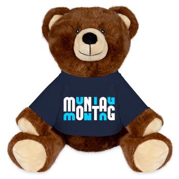 Motiv Montag Weiß/Cyan - MiniFeet® RecycelBär® Braun - French Navy - Vorne