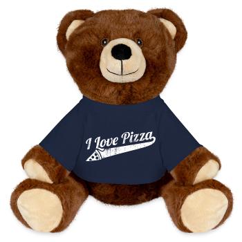 Ich liebe Pizza - MiniFeet® RecycelBär® Braun - French Navy - Vorne
