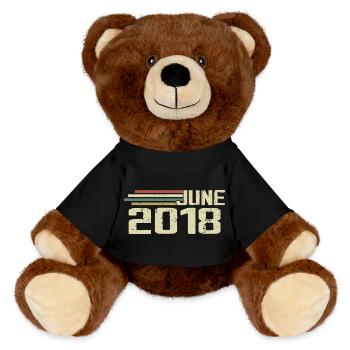 Juni 2018 Jahrestag Juni 2018 Juni 2018 Geburtstag - MiniFeet® RecycelBär® Braun - Schwarz - Vorne