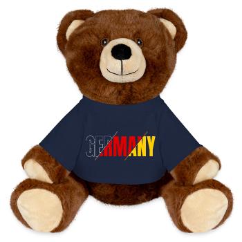 Germany Lettering Black Red Gold Germany - MiniFeet® RecycelBär® Teddy Bear Brown - french navy - Front