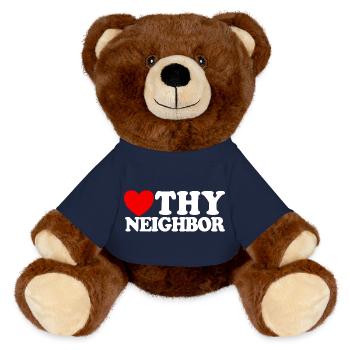 Liebe deinen Nächsten – Christlicher Glaube –Jesus - MiniFeet® RecycelBär® Braun - French Navy - Vorne
