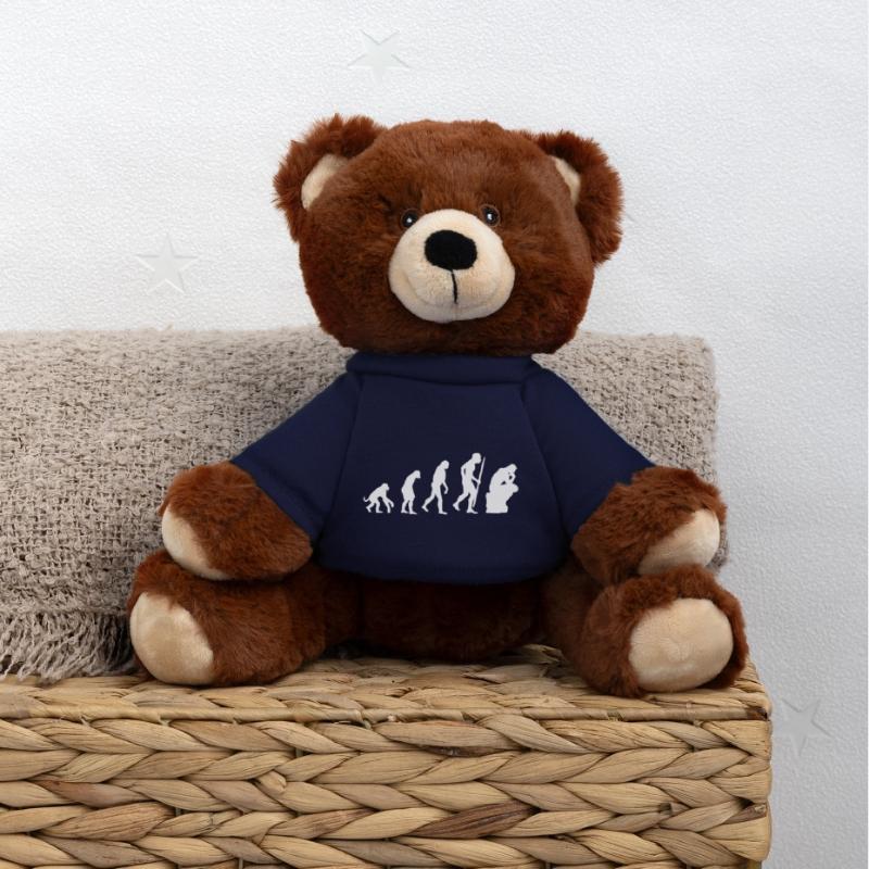 Evolution of thinker philosophy philosopher funny MiniFeet® RecycelBär® Teddy Bear Brown