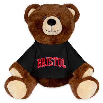 Bristol Varsity Bow Logo - MiniFeet® RecycelBär® Teddy Bear Brown - black - Front