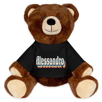 Alessandro Retro Vintage T-Shirt Geschenk T-Shirt - MiniFeet® RecycelBär® Braun - Schwarz - Vorne