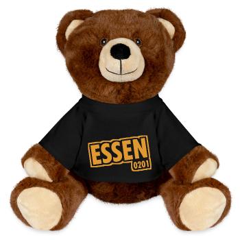 Essen - 0201 - Area Code - Slogan - MiniFeet® RecycelBär® Teddy Bear Brown - black - Front