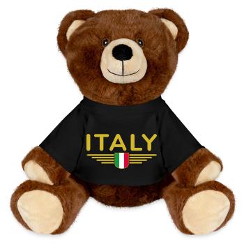 Ich liebe Italien Design T-Shirt Outfit - MiniFeet® RecycelBär® Braun - Schwarz - Vorne