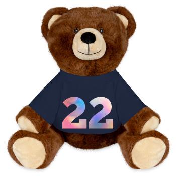 Colorful Number 22 - MiniFeet® RecycelBär® Teddy Bear Brown - french navy - Front