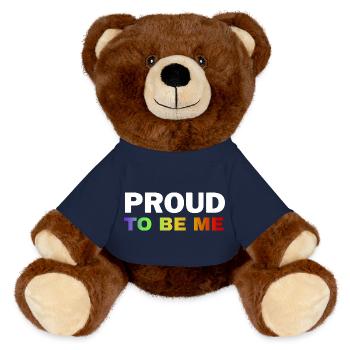 Vibrant Pride Empowerment Design - MiniFeet® RecycelBär® Teddy Bear Brown - french navy - Front
