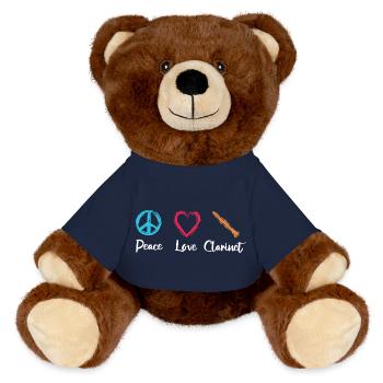 Peace Love Clarinet - MiniFeet® RecycelBär® Teddy Bear Brown - french navy - Front
