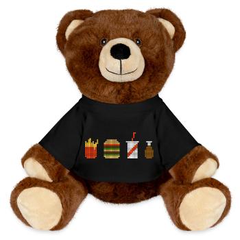 Pixel Fastfood - MiniFeet® RecycelBär® Braun - Schwarz - Vorne