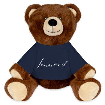 Lennard Name T-Shirt Geschenk Für Männer - MiniFeet® RecycelBär® Braun - French Navy - Vorne