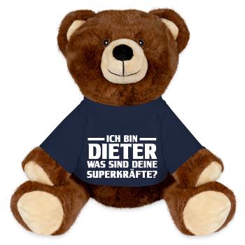 Vorname Dieter - MiniFeet® RecycelBär® Braun - French Navy - Vorne