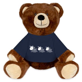 Trois moutons sont les meilleurs amis - moutons - agneau - Nounours RecycelBär® marron - bleu marine - Devant