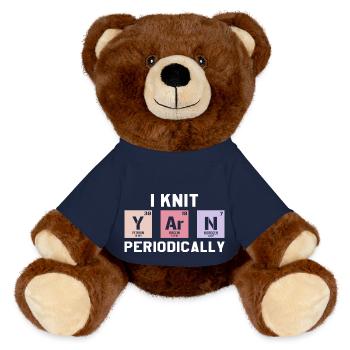 Funny Scientist Knitting I Knit Yarn Periodically - Nounours RecycelBär® marron - bleu marine - Devant