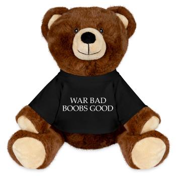 war bad boobs good - MiniFeet® RecycelBär® Braun - Schwarz - Vorne