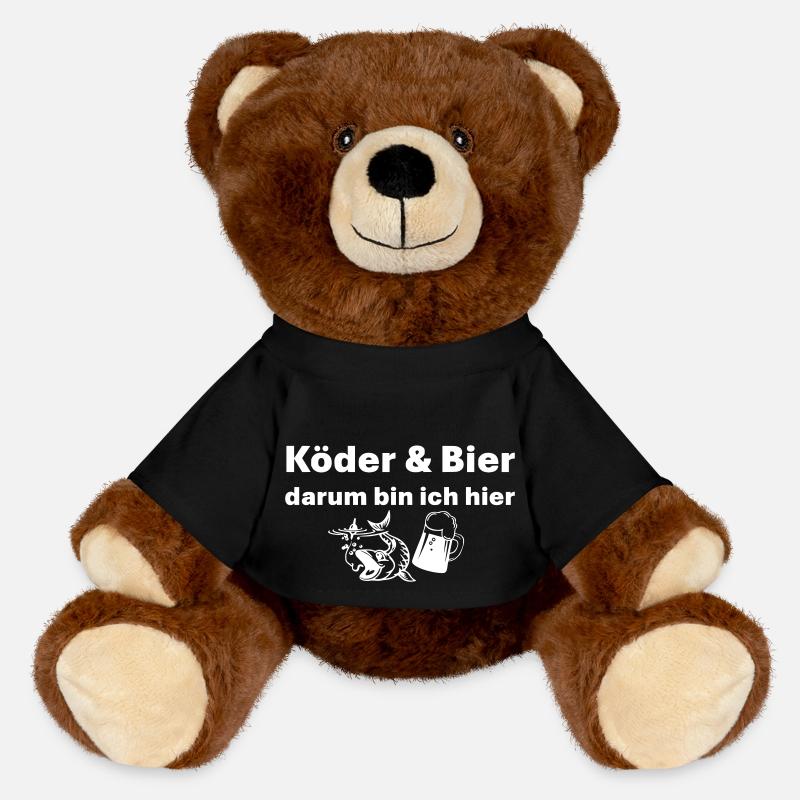 Bait and beer, that's why I'm here - MiniFeet® RecycelBär® Teddy Bear Brown - black