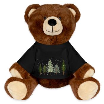 Tree Pine Trees for Winter Lovers - Gift - MiniFeet® RecycelBär® Teddy Bear Brown - black - Front
