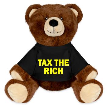 Tax the rich - MiniFeet® RecycelBär® Teddy Bear Brown - black - Front