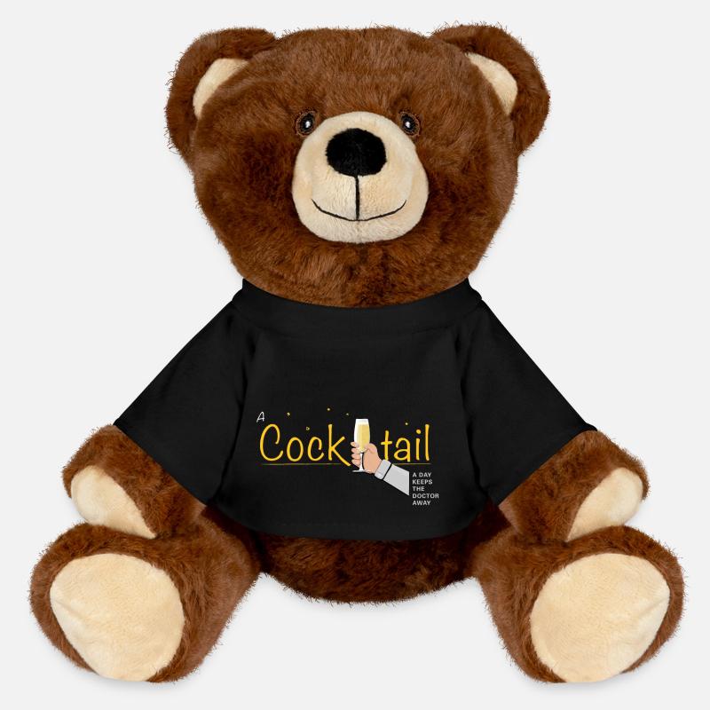 a cocktail a day keeps the doctor away - MiniFeet® RecycelBär® Teddy Bear Brown - black