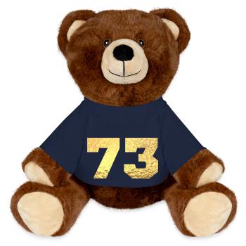 73 paillettes doré - 73 anniversaire - Nounours RecycelBär® marron - bleu marine - Devant