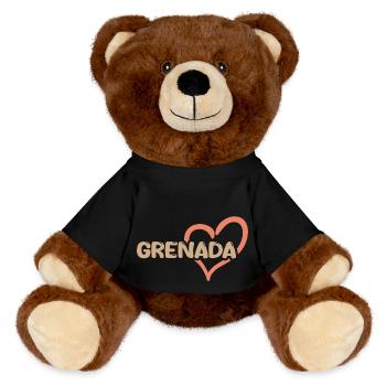 Gift for Grenada - MiniFeet® RecycelBär® Teddy Bear Brown - black - Front