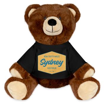 Sydney Vintage Destination Badge - MiniFeet® RecycelBär® Teddy Bear Brown - black - Front