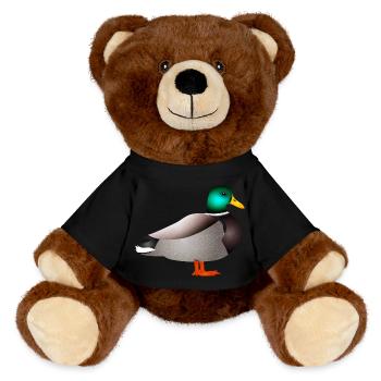 handgezeichnete männliche Ente Erpel oder Enterich - MiniFeet® RecycelBär® Braun - Schwarz - Vorne