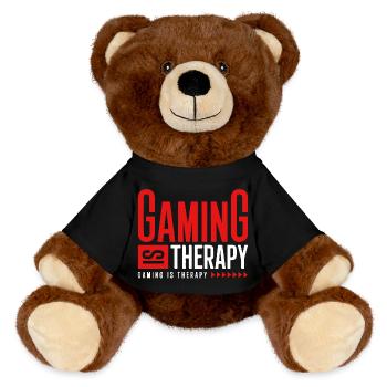GAMING IS THERAPY - MiniFeet® RecycelBär® Teddy Bear Brown - black - Front