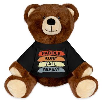 Surfing Saying - MiniFeet® RecycelBär® Teddy Bear Brown - black - Front