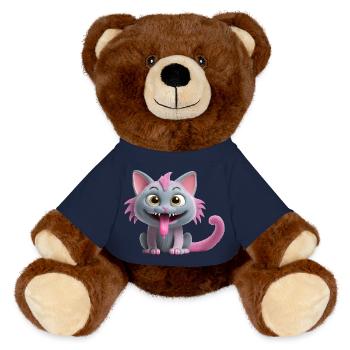 Chat monstre effrayant et mignon - Nounours RecycelBär® marron - bleu marine - Devant