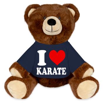 I Love Karate Heart Funny Witty - MiniFeet® RecycelBär® Teddy Bear Brown - french navy - Front