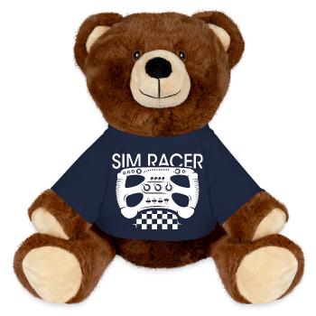 Simracer Lenkrad Zielflagge gaming Formula Racing - MiniFeet® RecycelBär® Braun - French Navy - Vorne