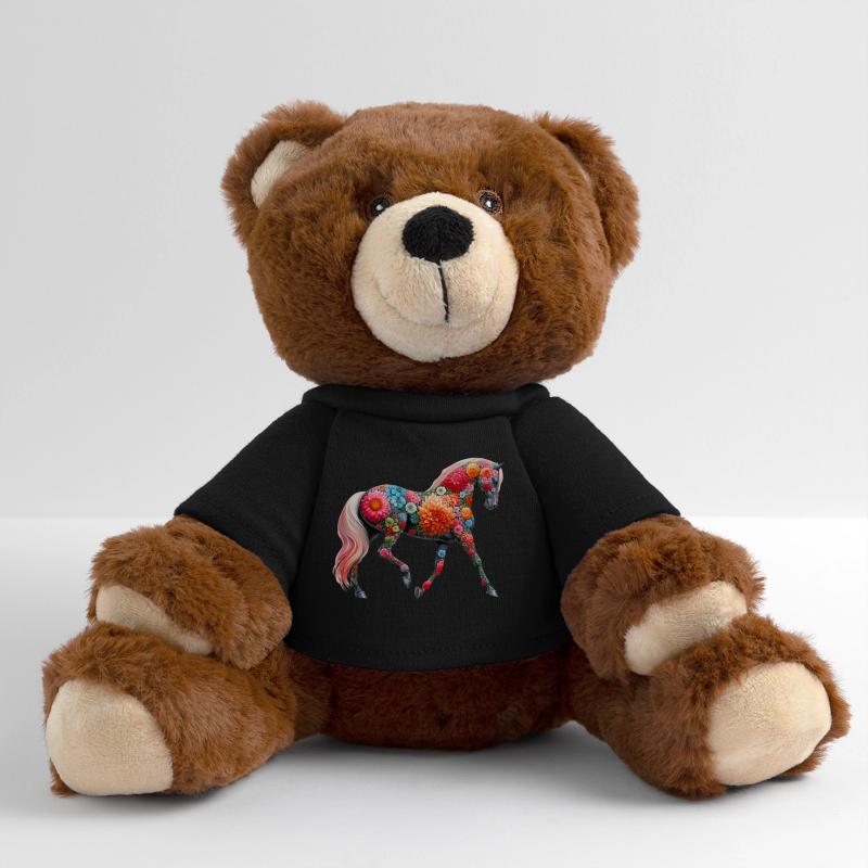 Cheval décoré de fleurs Nounours RecycelBär® marron