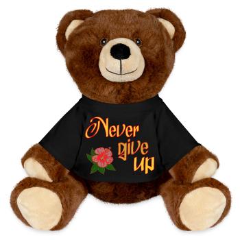 Never give up - MiniFeet® RecycelBär® Braun - Schwarz - Vorne