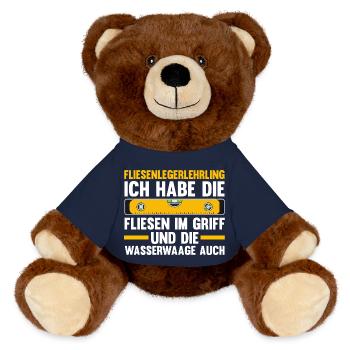Fliesenlegen Ausbildung Lehrling Auzbi Fliesenlege - MiniFeet® RecycelBär® Braun - French Navy - Vorne